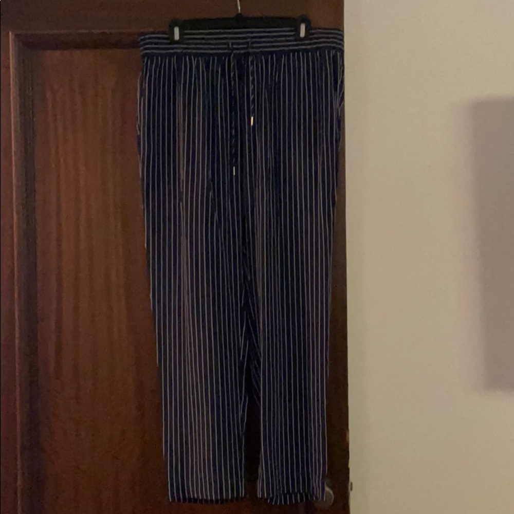 Equipment Navy Pinstripe Silk Pants